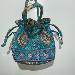 Vera Bradley Women's Multicolor Quilted Cotton Drawstring Cinch Bucket Bag